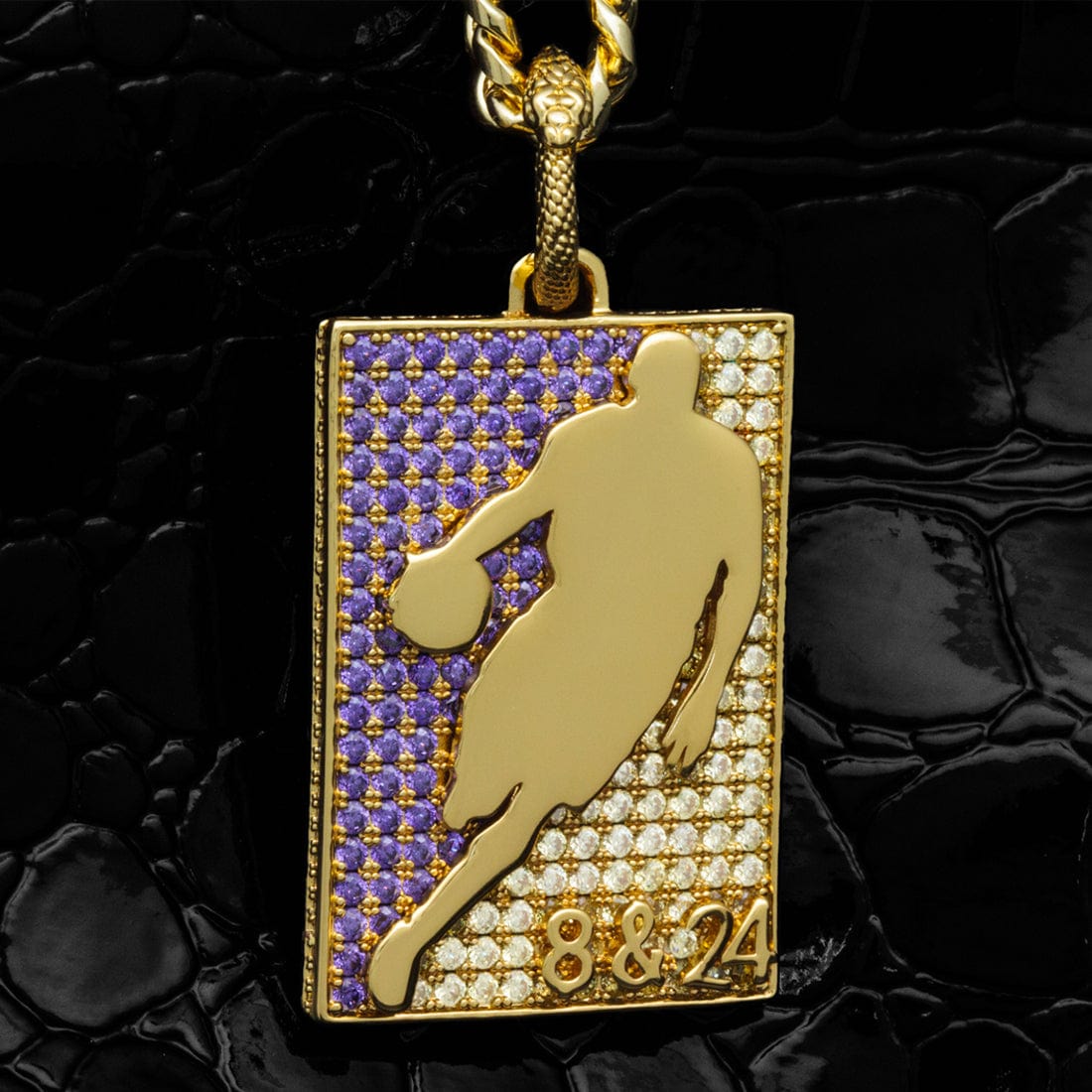 Black Mamba Silhouette Necklace  in  14K Gold / 2.1" by King Ice