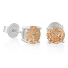 Champagne Brilliant-Cut Stud Earrings  in  Sterling Silver / White Gold / 6mm by King Ice