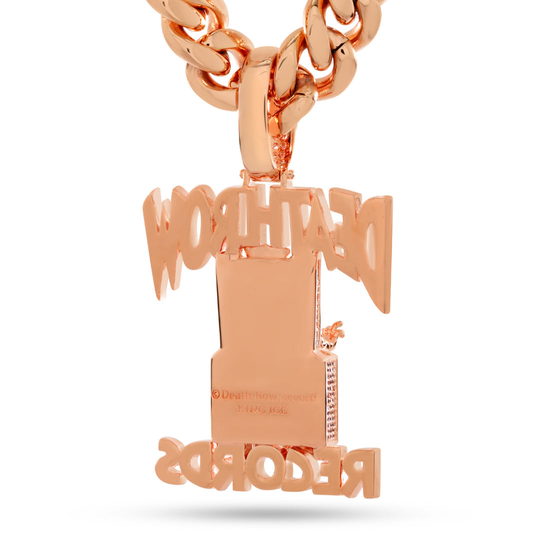 LE Rose Gold Iced Logo Necklace | Death Row Records Jewelry – King Ice