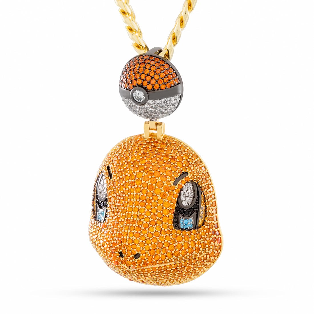 King Ice | Pokémon - Charmander Necklace  in  14K Gold / 1.5" Mens Necklaces