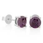 Purple Brilliant-Cut Stud Earrings  in  Sterling Silver / White Gold / 6mm by King Ice