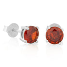 Red Brilliant-Cut Stud Earrings  in  Sterling Silver / White Gold / 6mm by King Ice