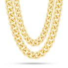 12mm Miami Cuban Link Chain Choker Set  in  Gold Plated / 14K Gold / 18"/20" by King Ice