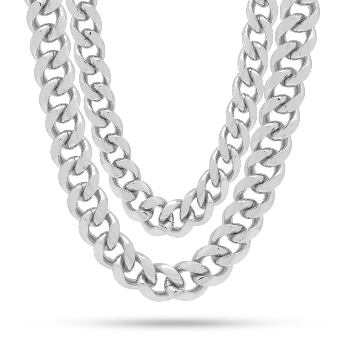 12mm Miami Cuban Link Chain Choker Set  in  Gold Plated / White Gold / 18"/20" by King Ice