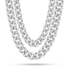 12mm Miami Cuban Link Chain Choker Set  in  Gold Plated / White Gold / 18"/20" by King Ice