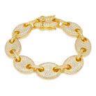 15mm Iced G-Link Bracelet  in  14K Gold / 8" by King Ice