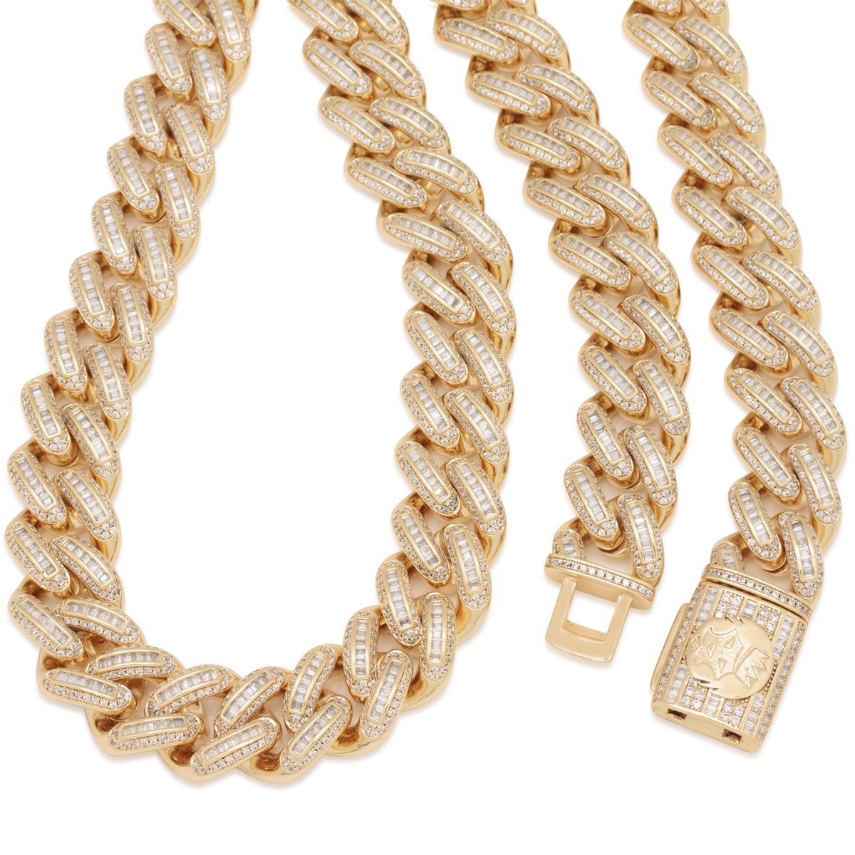 18mm Iced Baguette Miami Cuban Link Chain