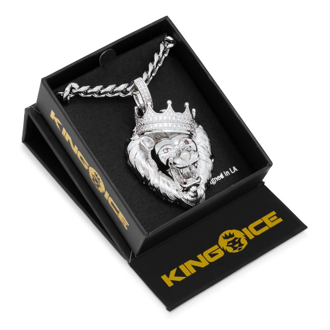 Classic Roaring Lion Necklace | Animal Jewelry | King Ice