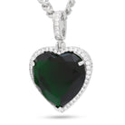 Emerald Heart Necklace  in  White Gold / 1.8" by King Ice