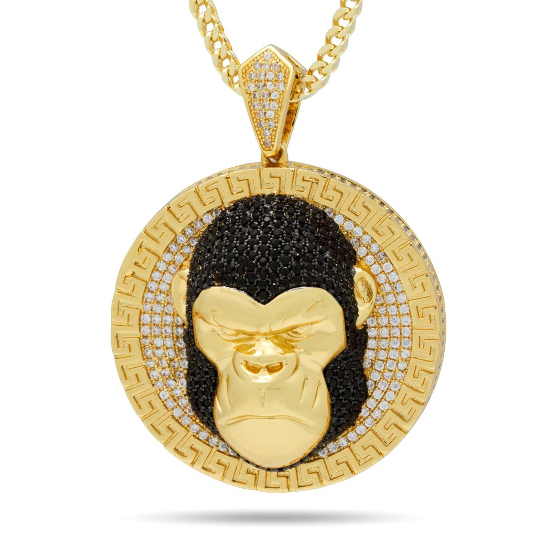 Gorilla Medallion Necklace  in  14K Gold / 2.1" by King Ice