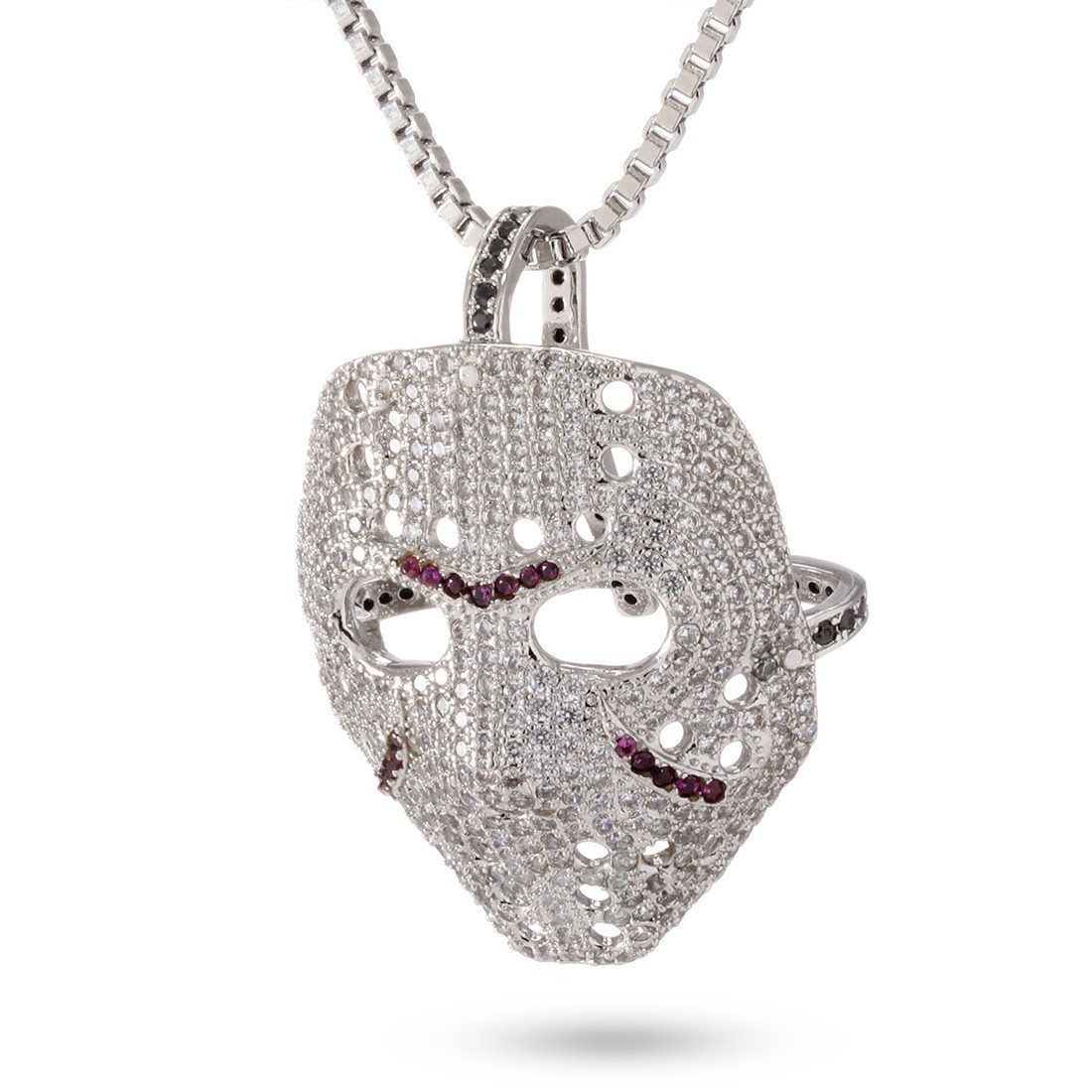 Jewelry  Jason Mask Pendant Iced Out With Pink Diamonds 14k