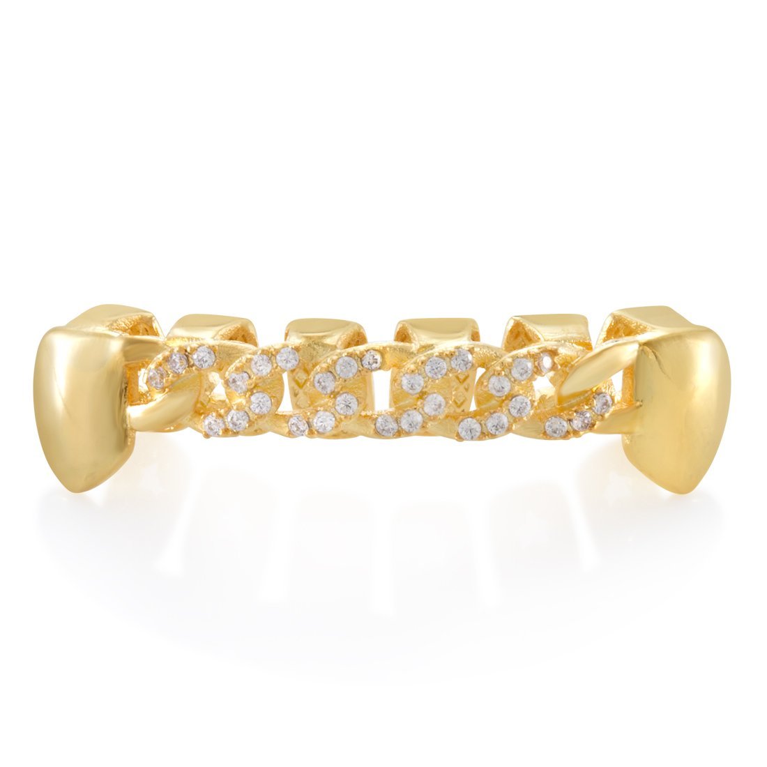 Iced Miami Cuban Link Grillz  in  14K Gold / Bottom by King Ice