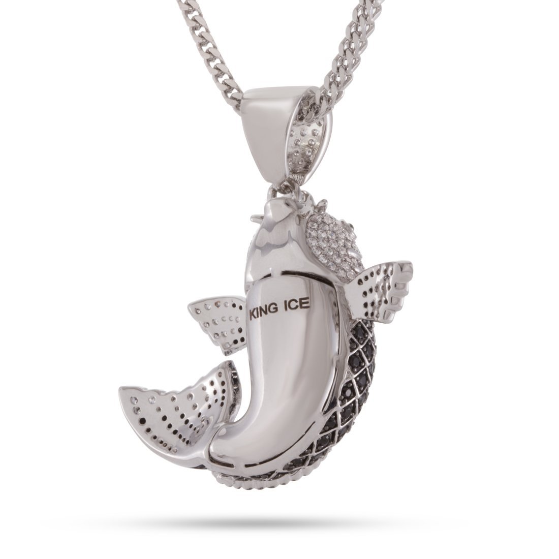 Matsuba Koi Fish Necklace  in  White Gold / 2.1" by King Ice