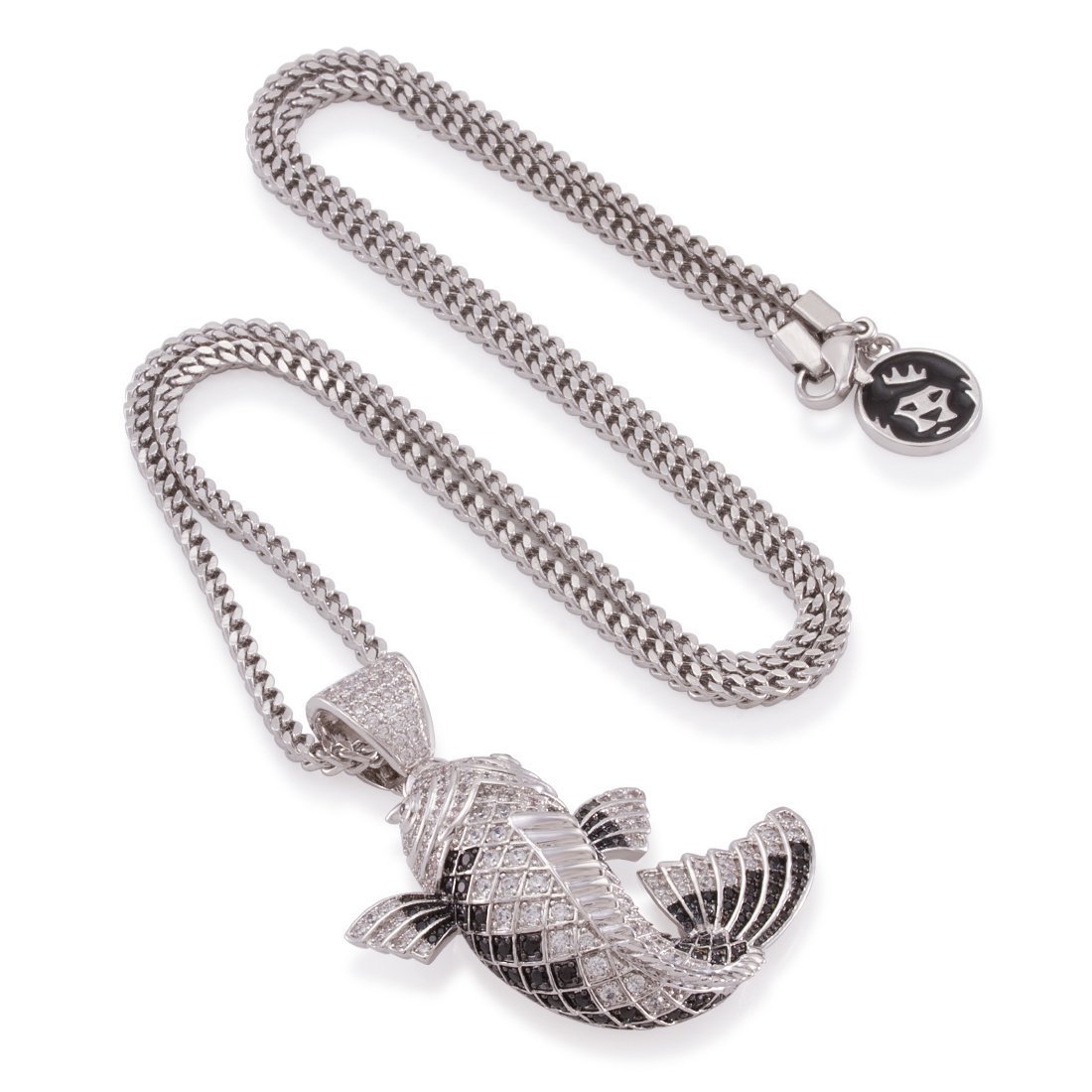 Matsuba Koi Fish Necklace  in  White Gold / 2.1" by King Ice