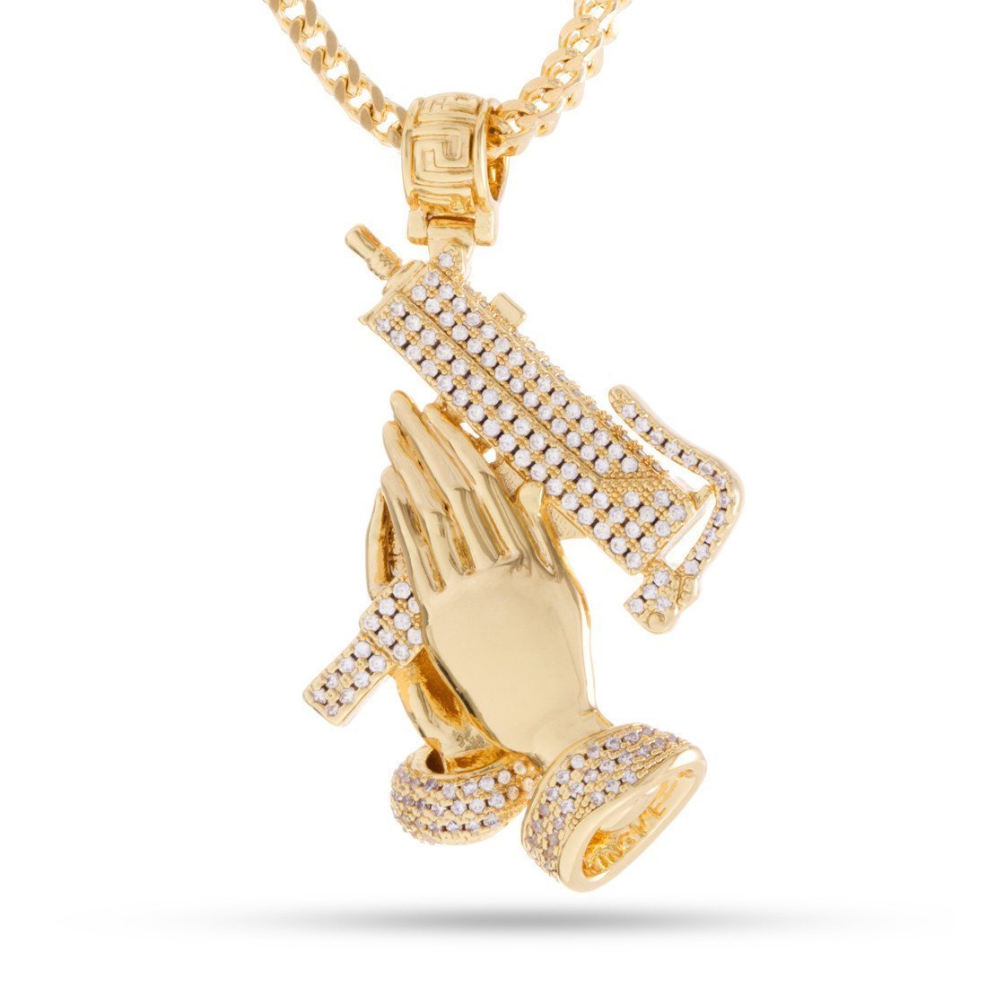 Praying Hands Iced Out Pendant with 28