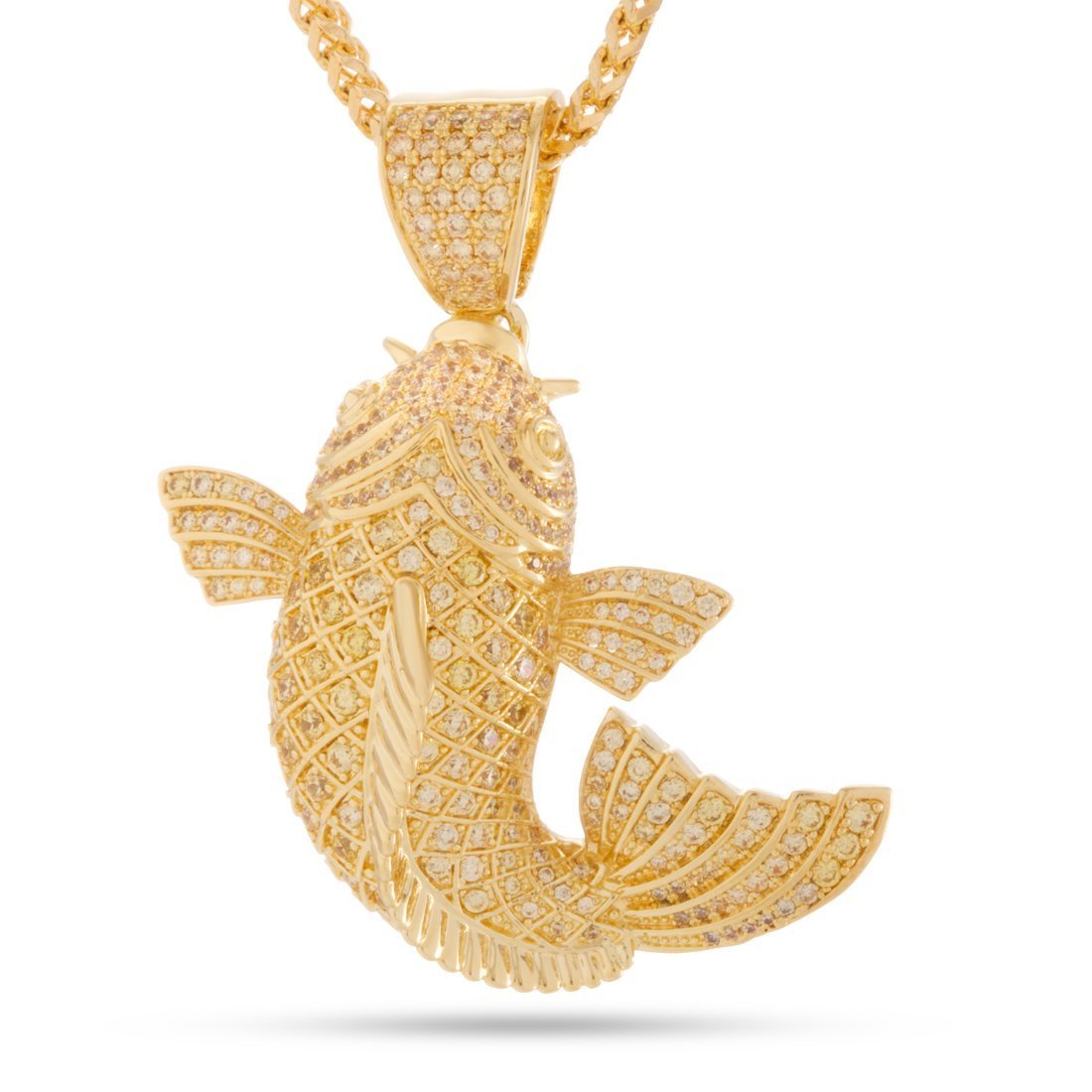 14k Gold Well Detailed Two Tone 3D Bass Vertical Fish Pendant Figaro N |  Jewelry America